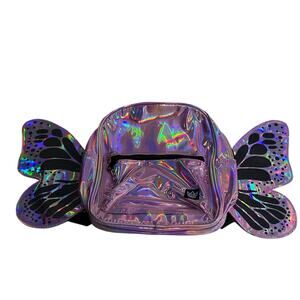 iheartraves Holographic Fairy Wing Mini Backpack Butterfly Rave Festival Y2K EDM
